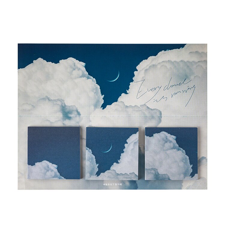 SKYISLE 16 Designs 60pcs Fantasy Sky Cloud Moonlight Memo Pad Deco Sticky Notes Notepad Diary Self-Stick Note Memo Pad: D