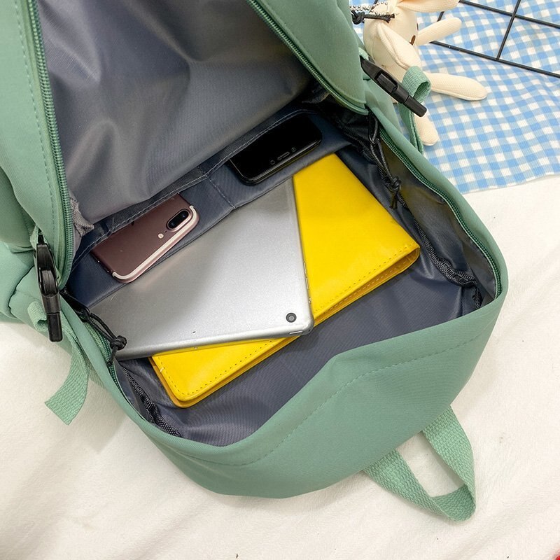 Mochila Coreana de gran capacidad para mujer, bolso escolar de bolsillo transparente para adolescentes, bolso de viaje de estilo Preppy a la