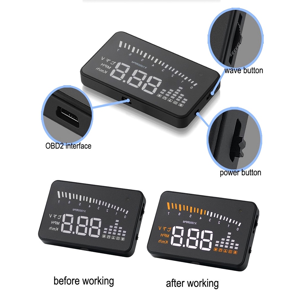 Car Head-up Display Universal Auto Windshield Projector OBD Car Alarm Car Hud Head Up Display