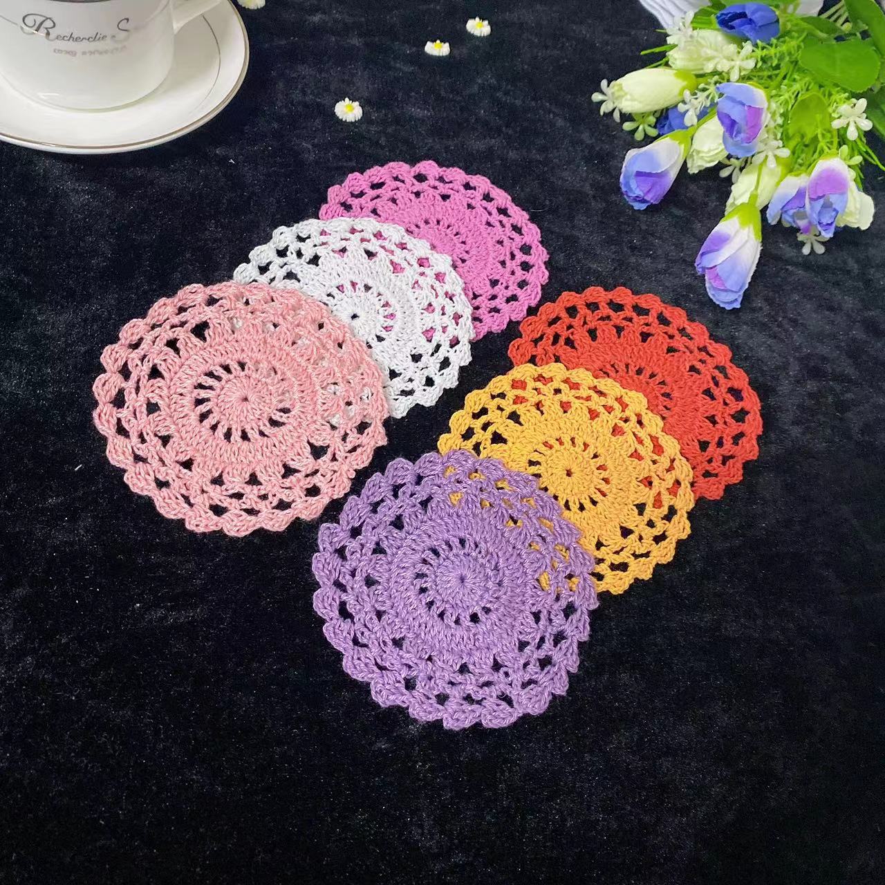 Napperon rond en coton pour Table à manger, 10CM, napperon en tissu, Crochet, tasse de thé de mariage, dessous de verre, boisson faite à la main, Doily cuisine
