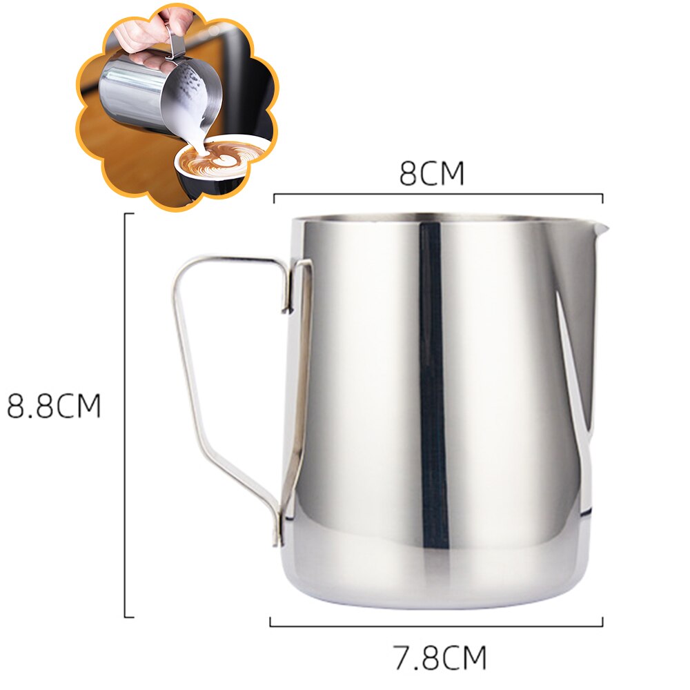 kitchen Home Coffee Milk Pitcher 350ml Stainless Steel Latte Art Frothing Jug Supplies Cappuccino Espresso With Scale Frother: A