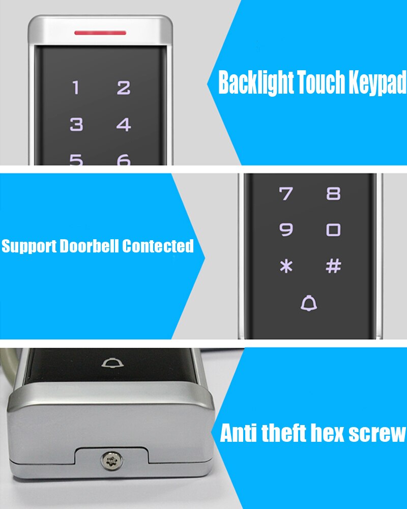 Backlight Access Control Touch Keypad 125Khz RFID Access Control Standalone Keypad Waterproof Wiegand 26 Output 2000 User