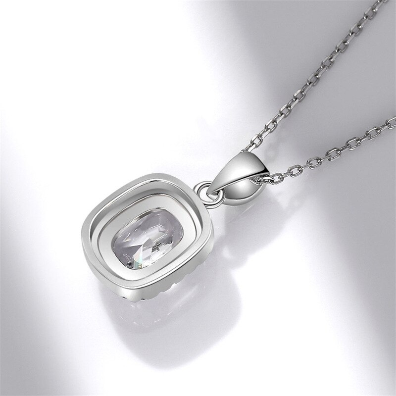 CC S925 Necklaces Pendants For Women Sterling Silver Rectangle 7*9mm Cubic Zirconia Colorful Accessories Jewelry No Chain CCN144