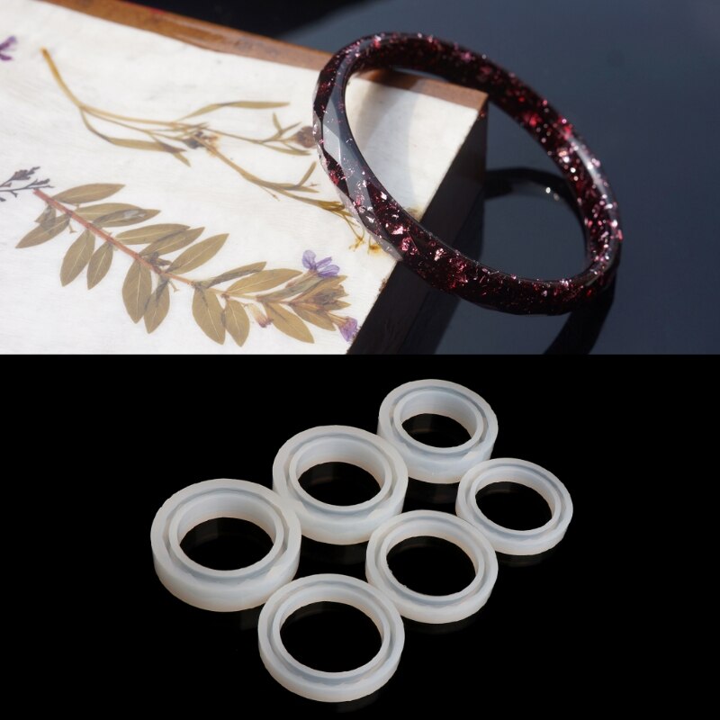 JAVRICK-molde redondo de silicona para pulseras, brazalete de resina para DIY, herramientas de molde de fundición de joyería