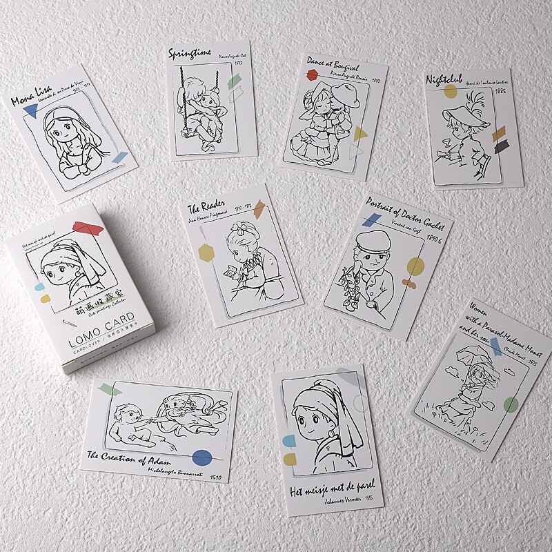 28pcs Cartoon Lomo Cards Mini Postcard Greeting Cards Postcards Letter Pads Birthday Envelope Message Card Set: A