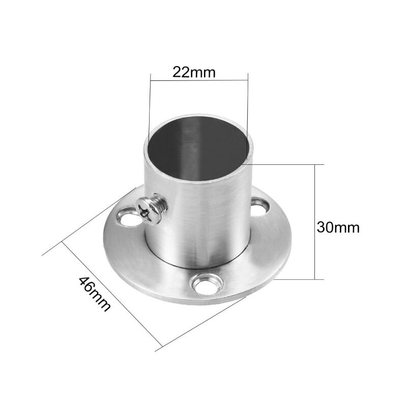 Wardrobe Pipe Bracket, Wall Mount Hanging Rail Rod Support Socket 4pcs: 22mm