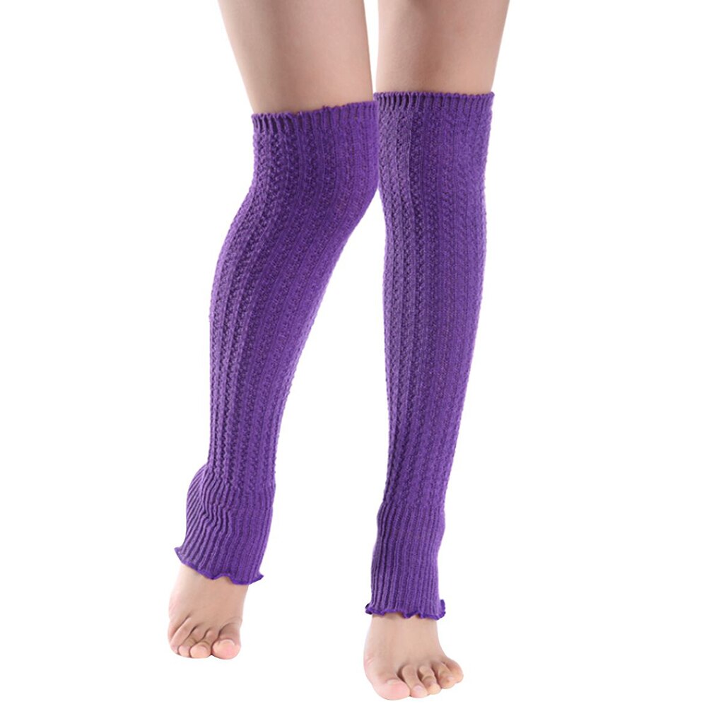 Kvinder strik tights tåløse ben varmere peplum flæse lange crop støvler luv pige strømpe kvinder varm knæ høj vinter strik strømpe: Nr. .3