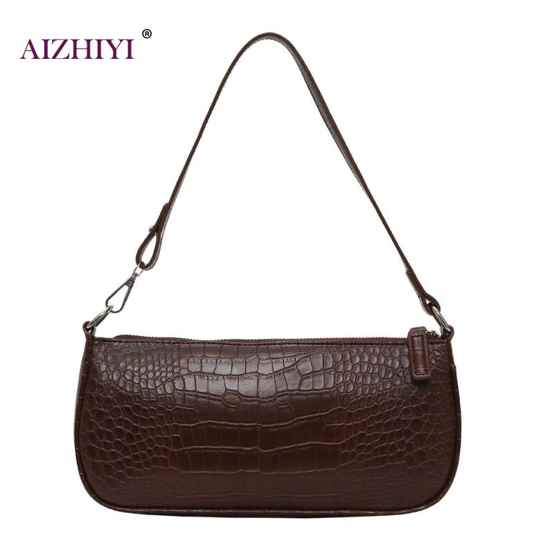 Retro Alligator Patroon Vrouwen Handtassen Casual Solid Schoudertassen Dames Mode Messenger Elevening Party Bag: Bruin