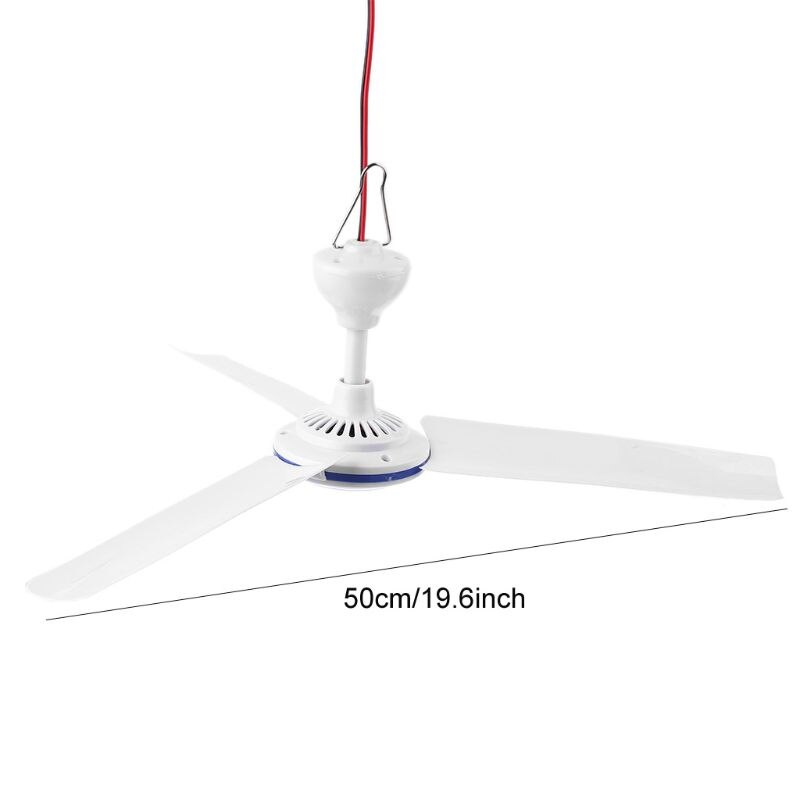 12V-85V 19.6" 6W Ceiling Fan Air Cooling Adjustable Speed Hanging Fan for Bed Home Camping Outdoor Tent Barbecue Picnic