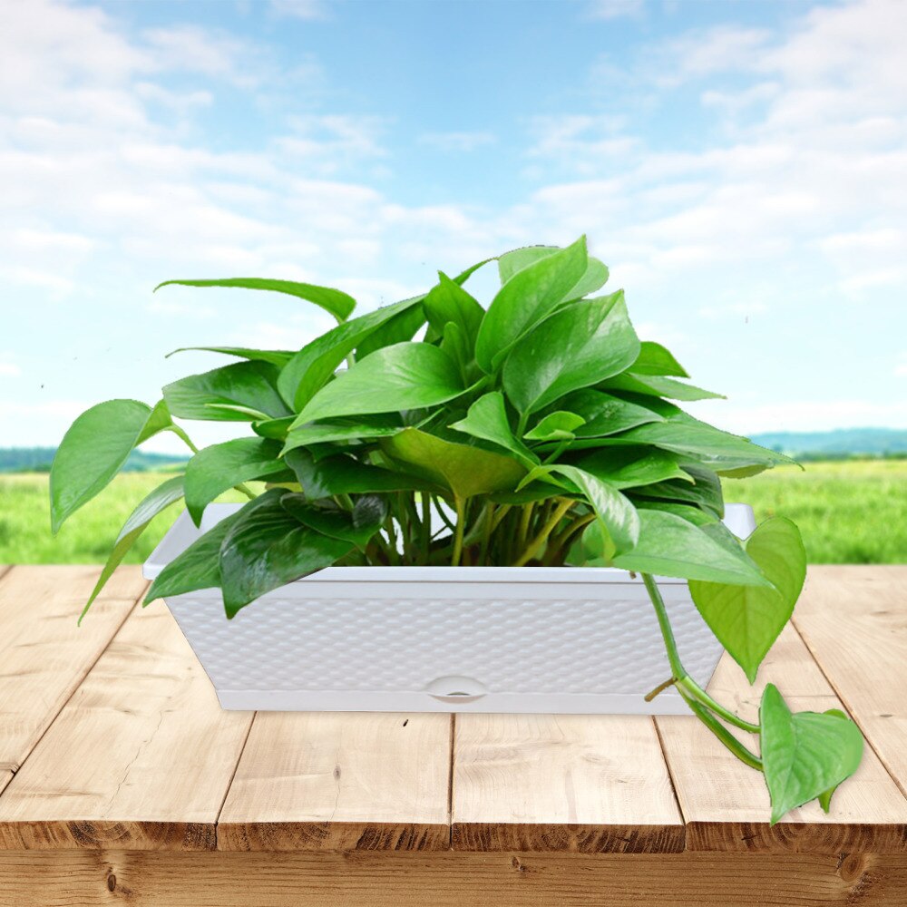 Rectangle Plastic Plant Pots Indoor Outdoor Decor Imitating Rattan Self Watering Rectangular Flowerpot And Windowsill