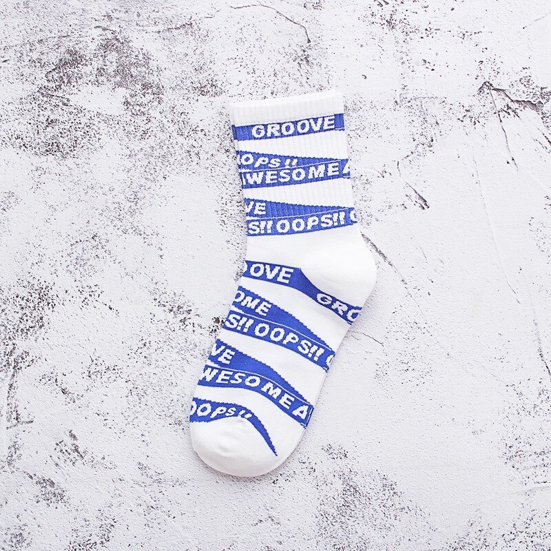 Outdoor Sport Socks Knitted Letter Non-slip Basketball Bicycle Compression Socks Streetwear Hip Hop Skateboard Baseball Sock: White 04