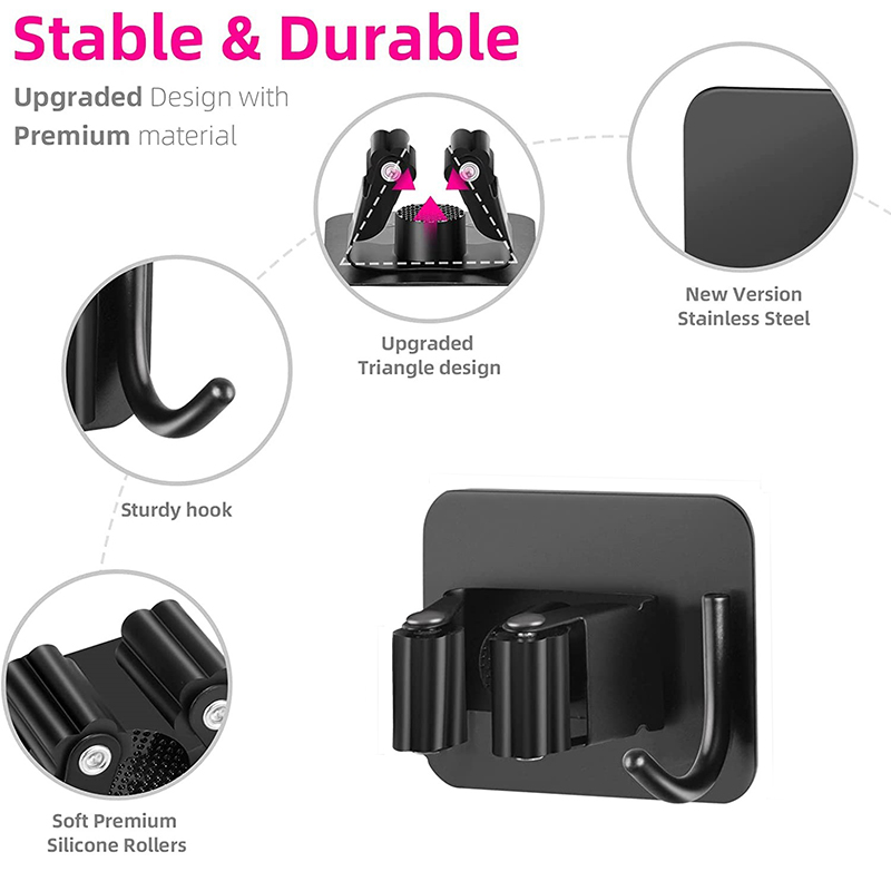 Soporte para fregona de acero inoxidable 304, ganchos multiusos adhesivos montados en la pared, organizador de almacenamiento para el hogar, colgador de escoba