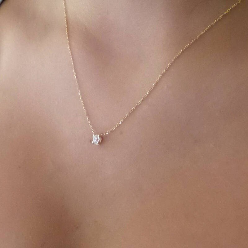 Collier en Zircon brillant Invisible, fine ligne, Simple, ras du cou pour femmes, bijou, collection