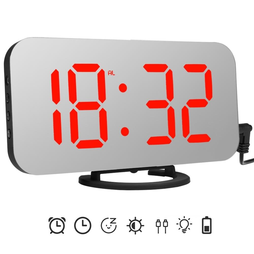 Ipad Phone Charging USB Alarm Clock Digital Clock with Dual USB Port Electronic LED Digital Desktop Decoration Mirror Surface: Type 4