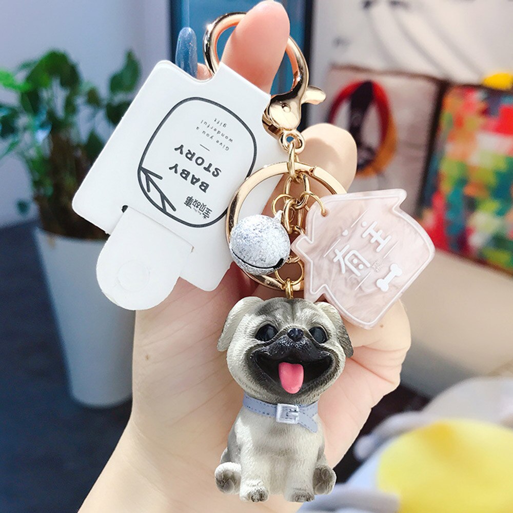 Simulation Dog Keychain Bichon Frise Schnauzer Pet Key Chains Holder Purse For Women Car Keyring Bag Pendant Jewelry Fine: Starling 