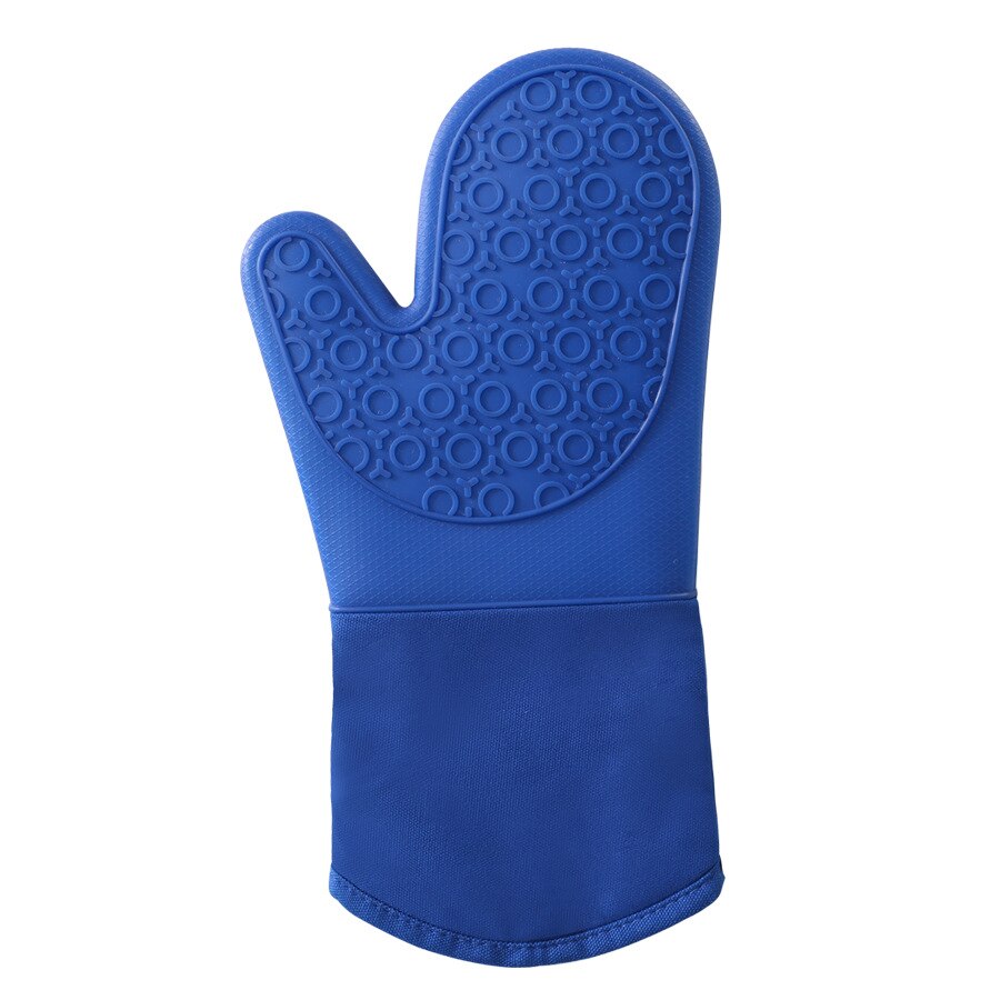 1PCS BBQ Glove 300-500 Centigrade Extreme Heat Resistant Silicone microwave kitchen Gloves Cooking Grill Oven Mitts Gloves: Deep Blue