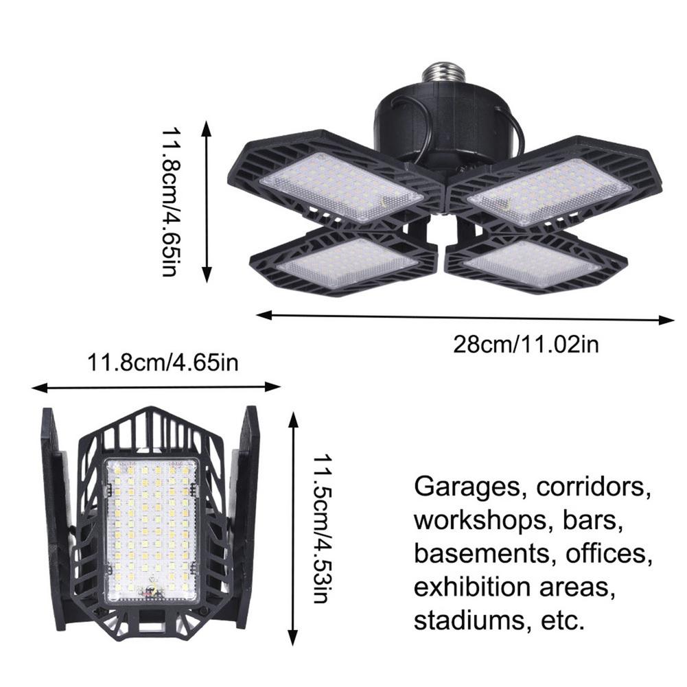 100W Garage Light Remote Control Bluetooth APP Control 3000K-6500K 10000LM Four Leaf Dimmable Adjustable Smart Folding Light