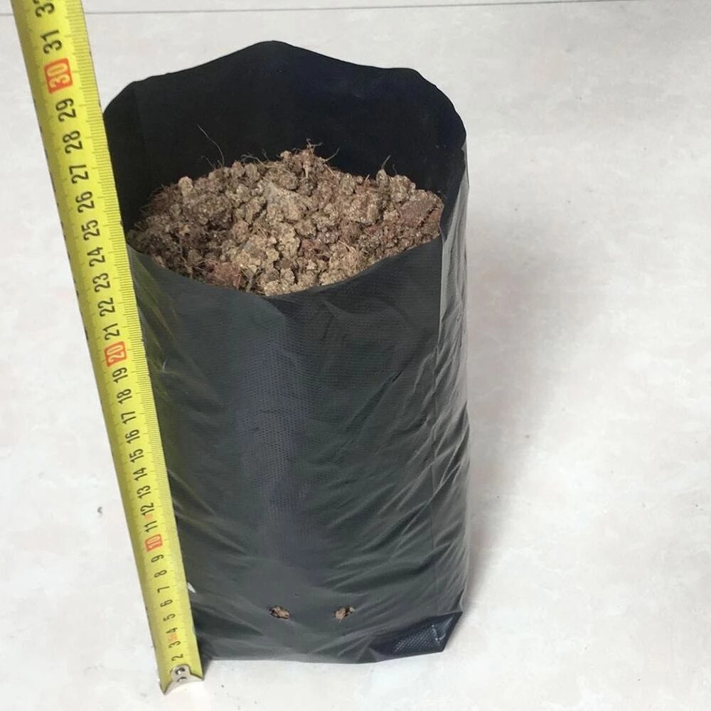 100pz sacchetti di plastica per vivaio in PE sottile pianta coltiva borse vasi per piantine in tessuto con fori traspiranti per forniture da giardino per l'agricoltura domestica