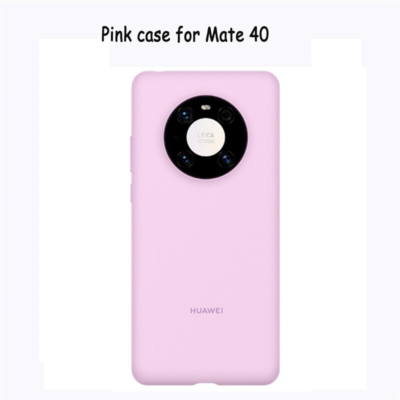 Oficial original huawei companheiro 40/companheiro 40 pro silicone caso capa traseira macia com fibra dentro capa escudo para mate40/mate40 pro: Mate40 Pink purple