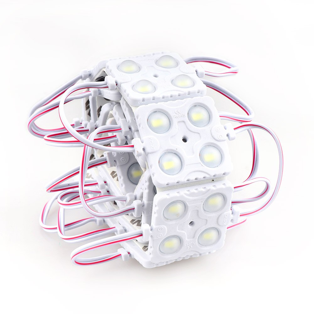Módulo de luz LED de fondo para manualidades, accesorio impermeable IP65, cc 12V, 2835, 4Led, 5730, rojo, verde, azul, amarillo, blanco cálido, 20 unids/lote: White 2835