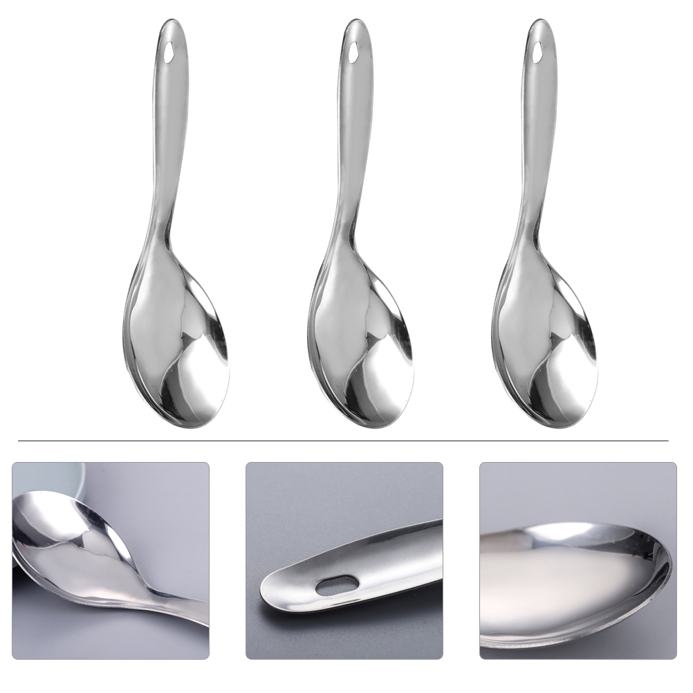 Cuchara de Metal para arroz, utensilio de cocina, útil, 3 piezas