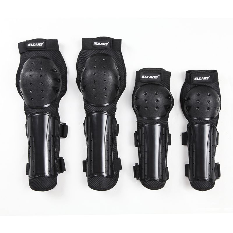 JUS 4pcs/set Elbow Knee Sleeve Pad Flexible Adjustable EVA Foam PE Shell Arm Leg Protective Guard