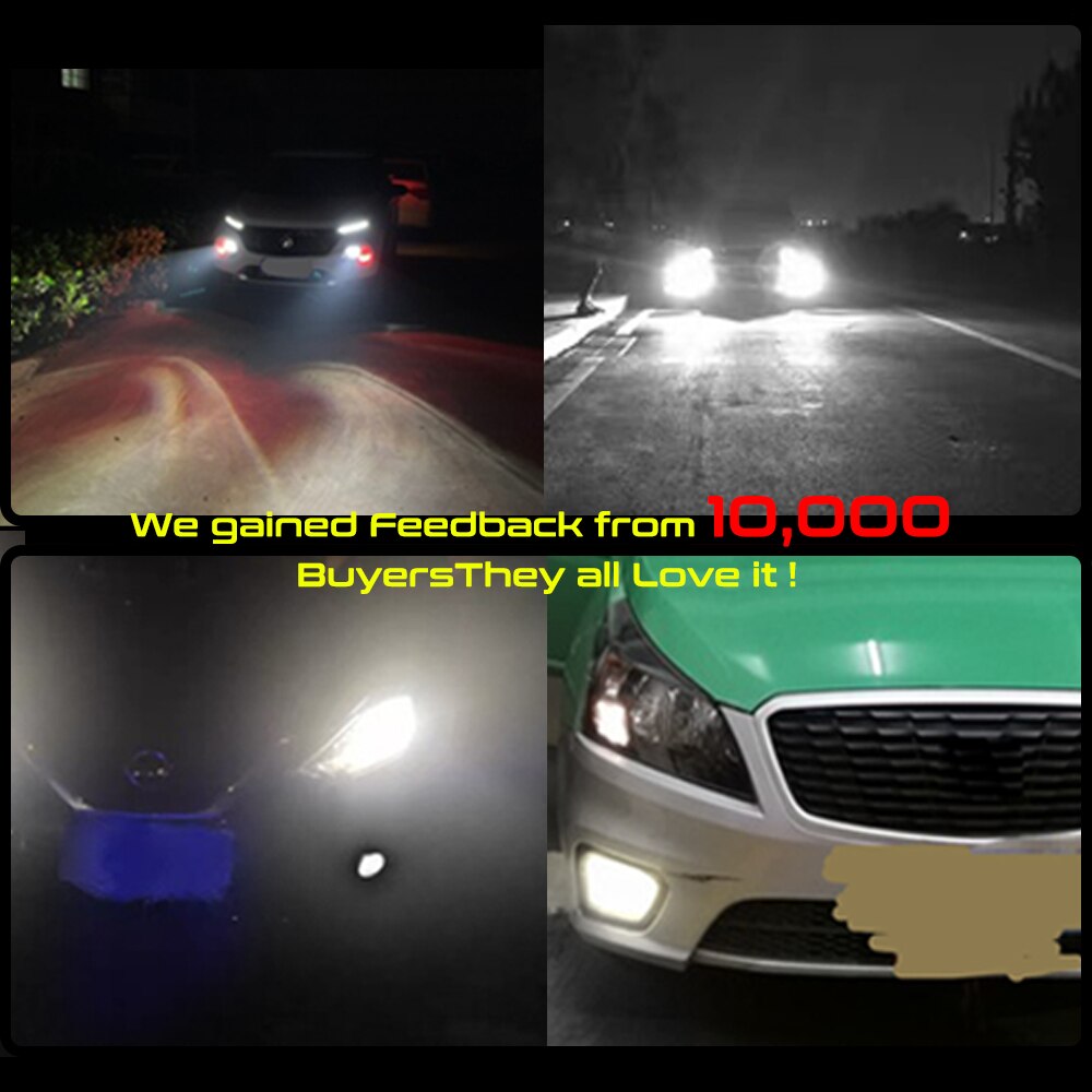 2PCS 360 Degree LED Fog Light HB3 HB4 9005 9006 12V White 6000K Light Emitting Diode CANBUS Fit for Projectors High Focus Canbus