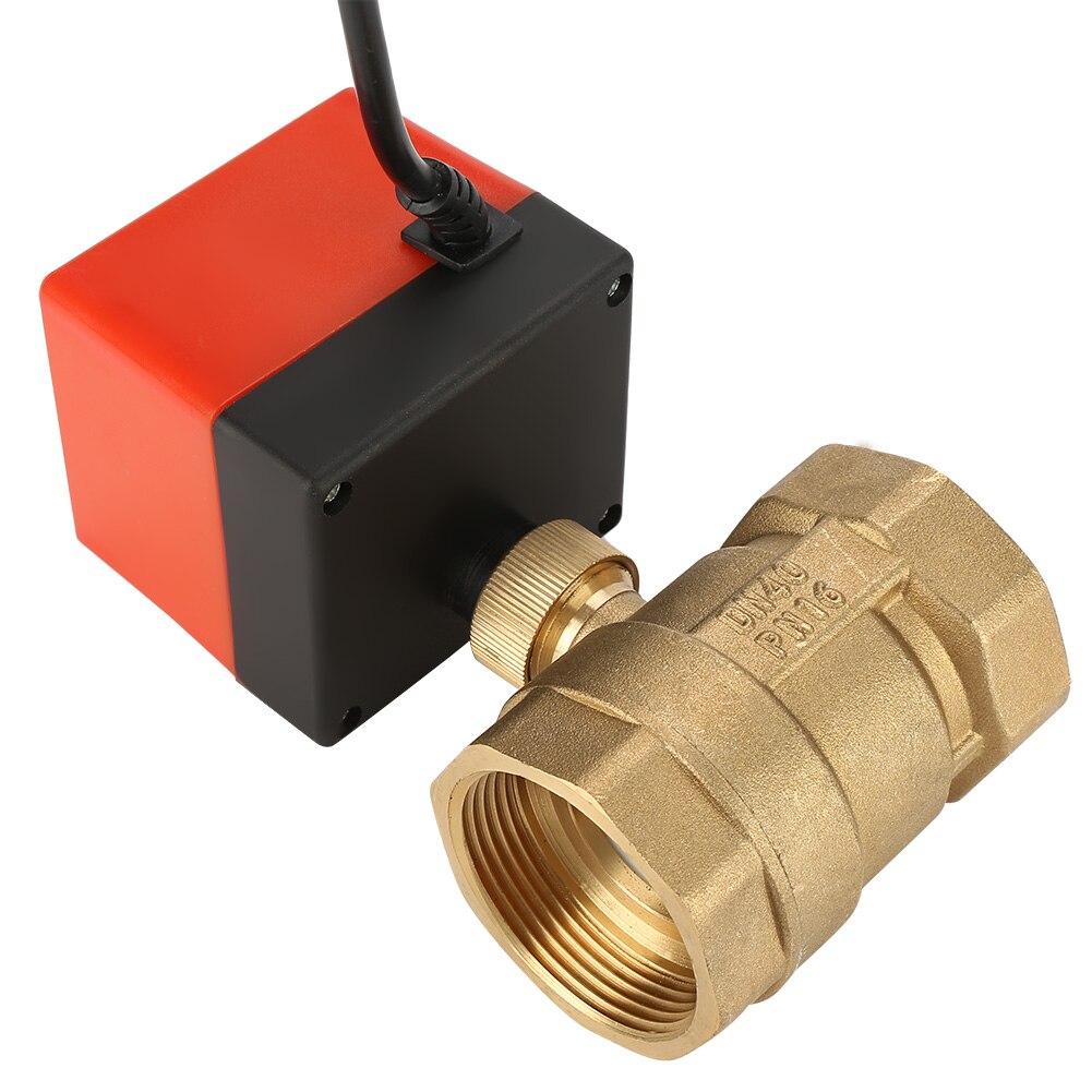 DN40 motorized electric 2-way brass ball valves DN40 DC 24V 2 way 3 wire -with actuator cable for gas water oil