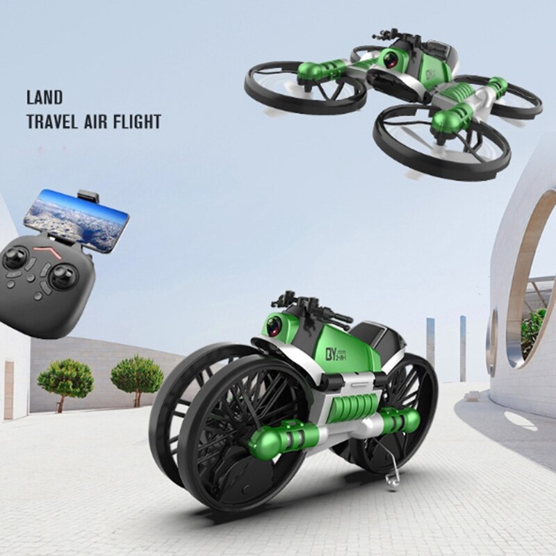 FPV RC Drohne Motorrad 2 in 1 Faltbare Hubschrauber WiFi Kamera 0.P Höer Halten RC Quadcopter Motorrad Drohne Spielzeug-grün