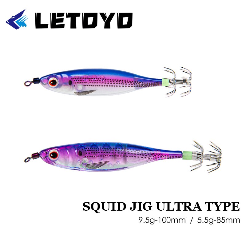 LETOYO-9,5g, 80mm,señuelo de pesca flotante, jibioneras, pajaritos pesca calamar, anzuelo de calamar, Jigging, gambas artificiales, luminoso, señuelos pulpo, sepia, para pesca en el mar, poteras calamar
