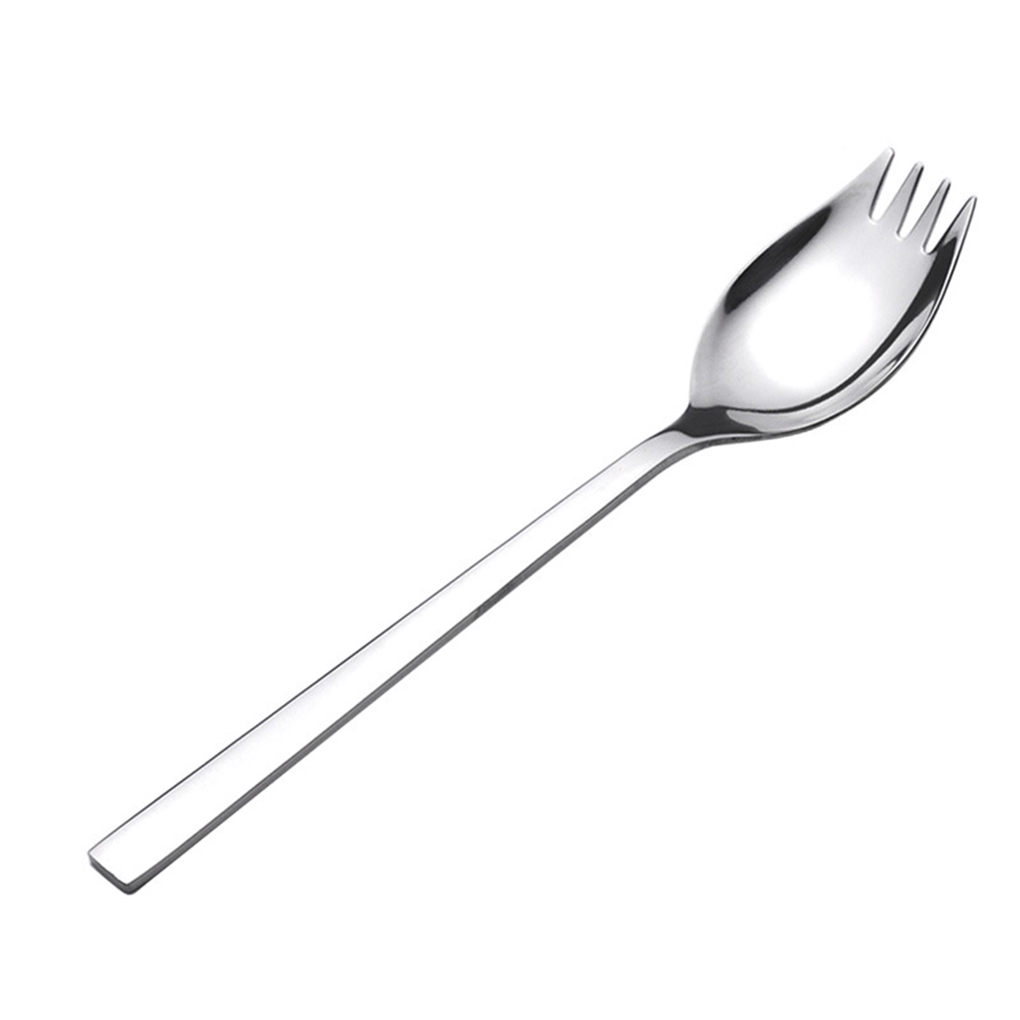 1PC Multi-Function Spoon Fork All In One Long Handle Stainless Steel Fruit Salad Spoon Tableware Home Eatting Tool Tableware: L