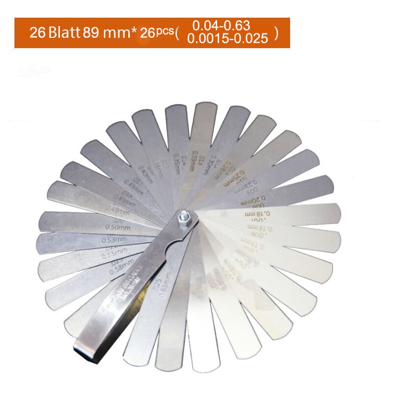 Aexit 17-teilige Fühlerlehre Aus Metall – Mess-Set Von 0,02 Bis 1,00 Mm, 150 Mm Lang
