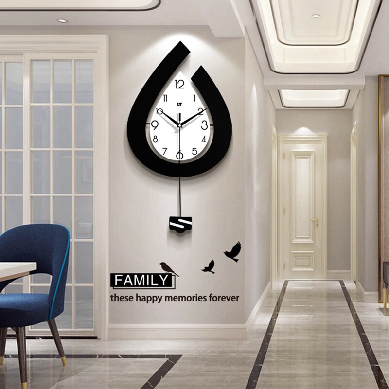 Large Wall Clocks For Living Room Decor Big Pendulum Modern Wall Clocks Battery Operated For Home Indoor House