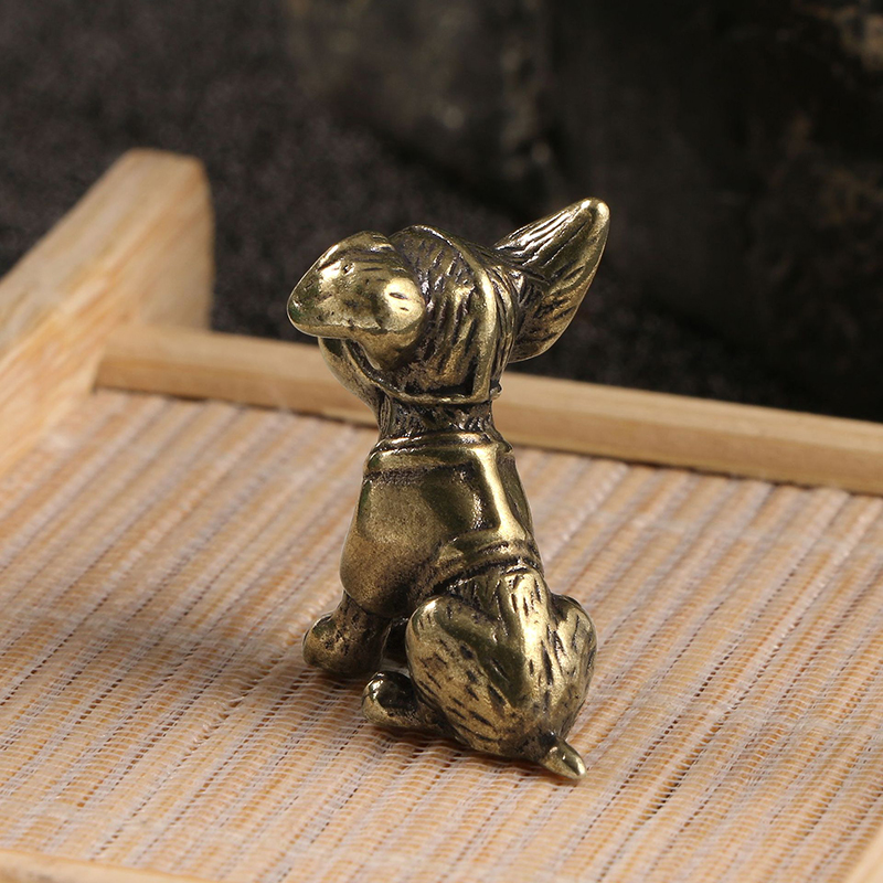 Copper Sculpture Solid Copper Puppy Brass Ornaments Cute Dog Zodiac Dog Antique Old Brass Tea Pet Small Ornaments