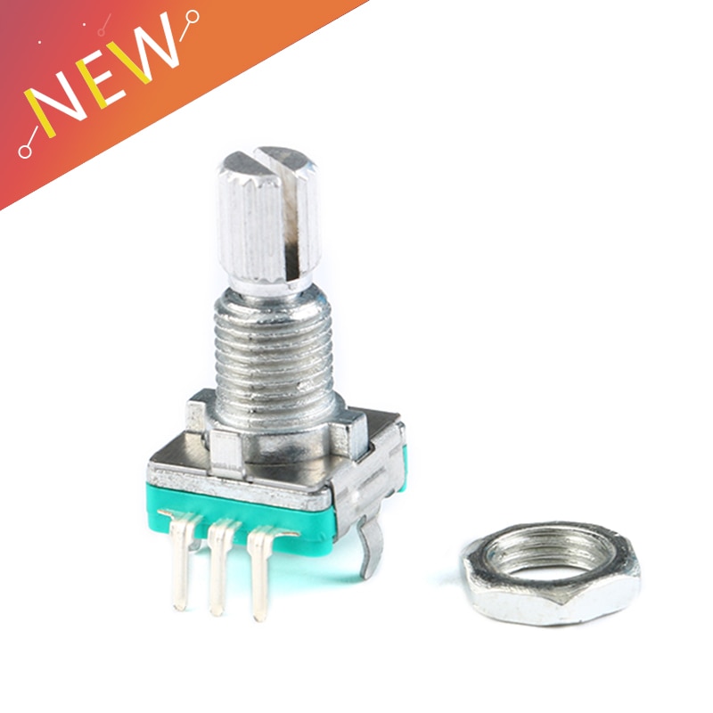 2pcs/lot EC11 Metal Rotary Encoder Push Button 5Pin Handle Long 15MM With A Built In Push Button Switch