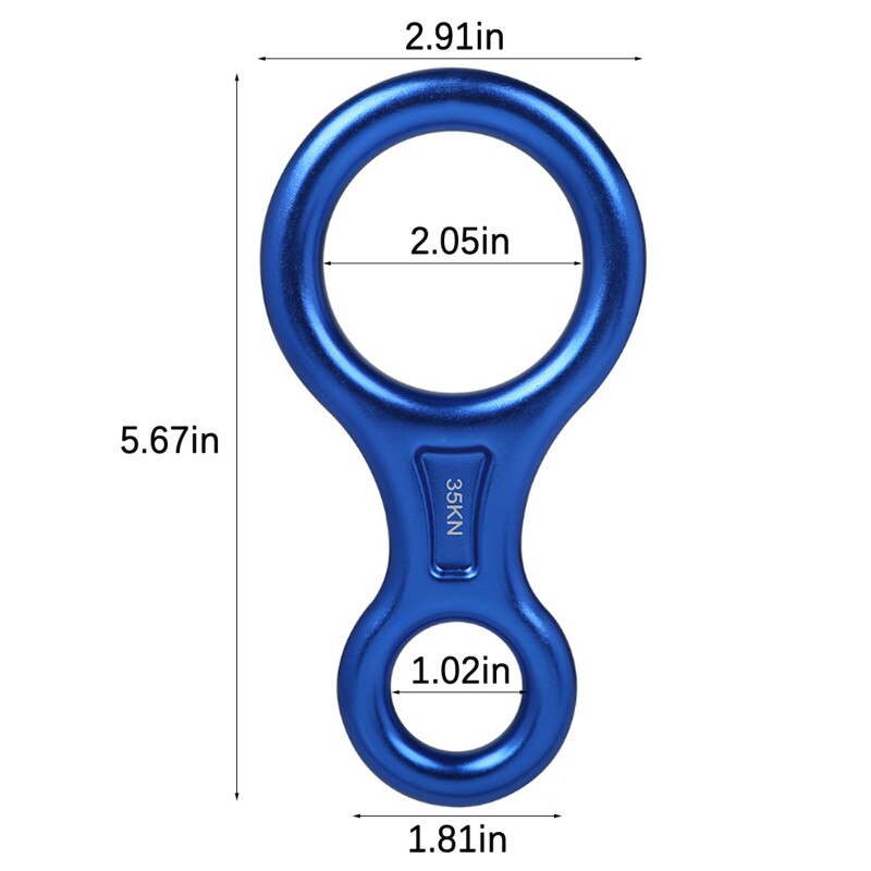 Rock Climbing Descender 35KN Figure 8 Word Rope Descender Alloy Ring Rappelling Gear Belay Climb Device Lock Buckle Equipement: B