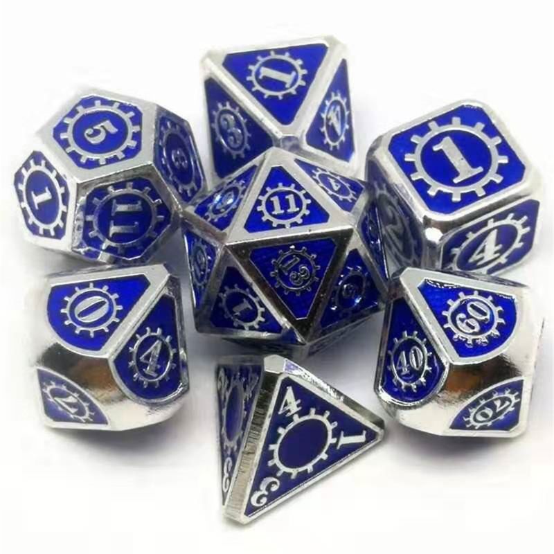 Metal dice 7 st / set rpg dice d & d brädspel magiska rekvisita  d4 d6 d8 d10 d12 d20 n0ha: C