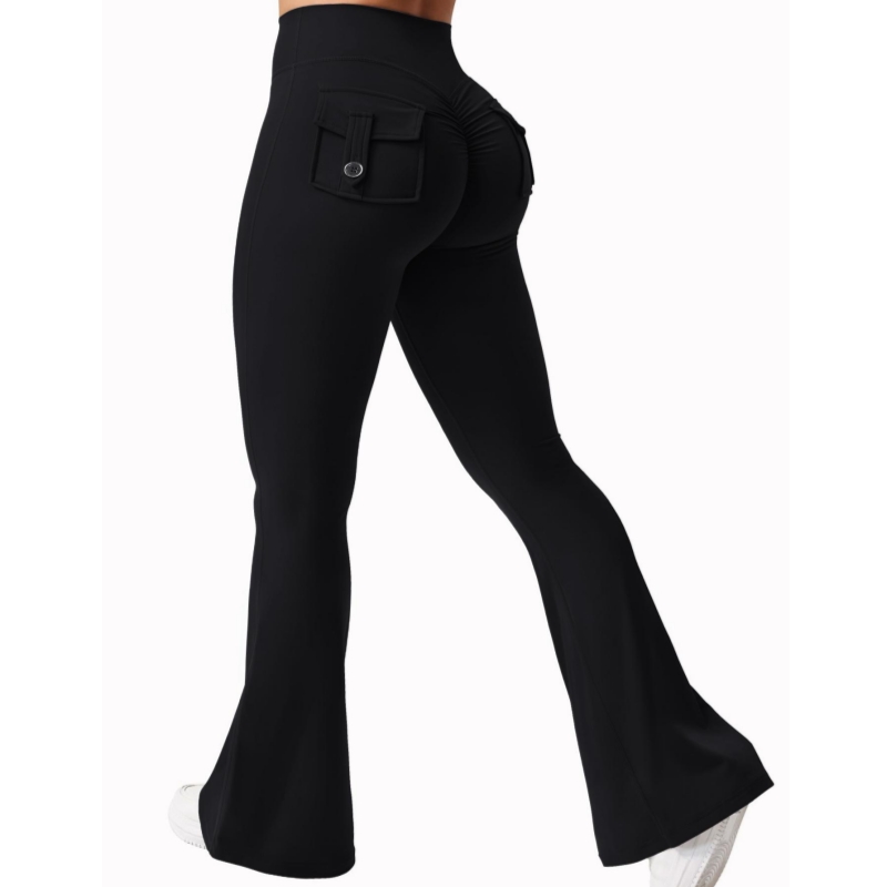 Neueste Damen-Yoga-Gamaschen mit weitem Bein und hohem Stretchanteil, nacktes Gefühl, Kompressions-Fitness-Arbeitskleidung mit Taschen, Yoga-Schlauch ﻿