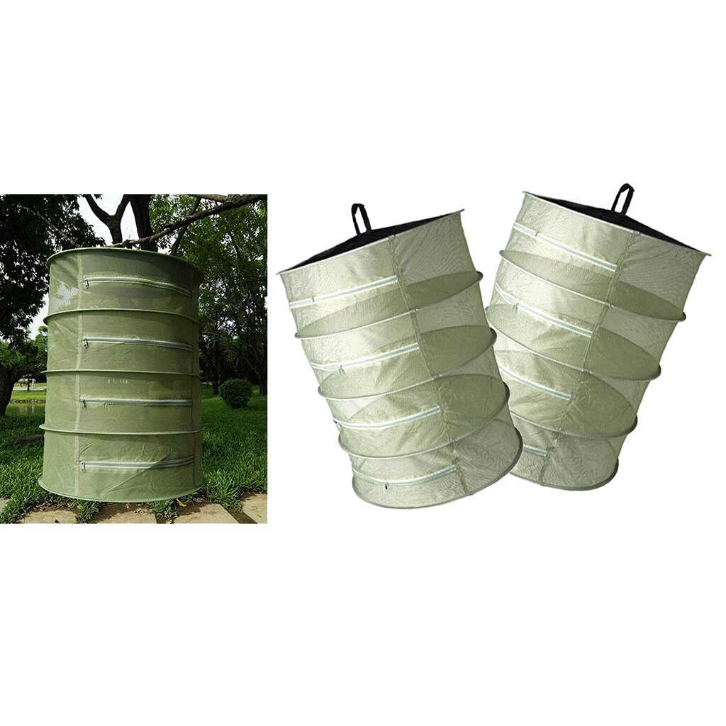 2pcs Large 4Tier 45cm Shelf Hydroponic Hanging Growing Herb Rack Drying Net
