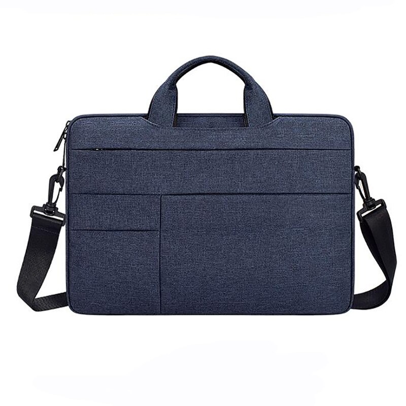 Waterproof Simple Men Bag Business Nylon Computer Handbags Portable Zipper Shoulder Laptop Bag Men Shoulder Laptop Bag black: 14.1inch navy