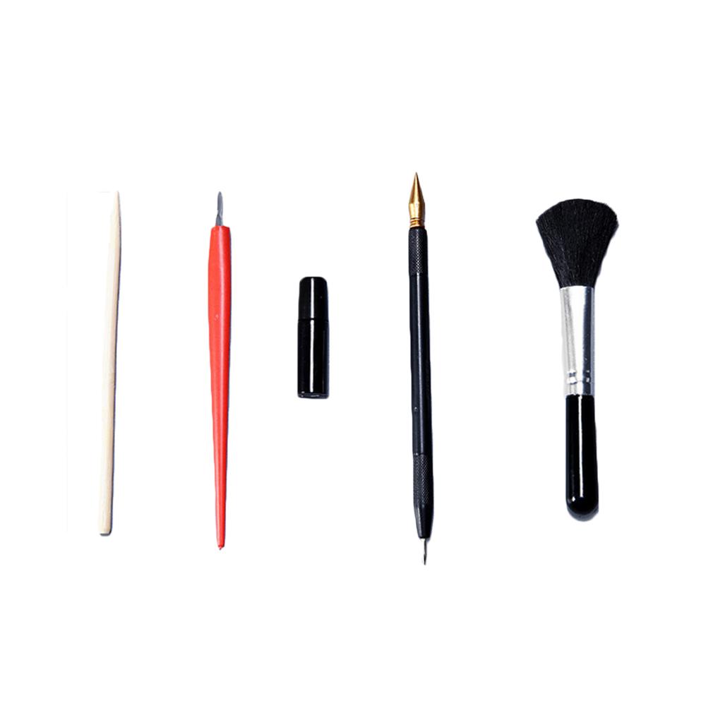 14PCS Scratch Tool Set with Bamboo Sticks Scraper Repair Scratch Pen Black Brush for Kids Children Scratch Painting: 5pcs