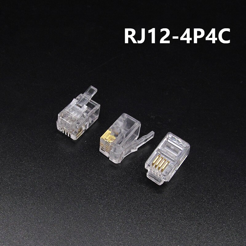 10Pcs RJ11 RJ45 6P2C 6P4C 6P6C 8P8C Telephone Internet Modular Plug Jack Network Connector: RJ12-4P4C
