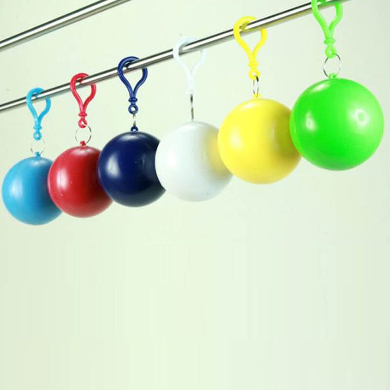 1 Pc Draagbare Wegwerp Regenjas Bal Plastic Regenkleding Reizen Emergency Regenponcho Wegwerp Sleutelhanger Bal