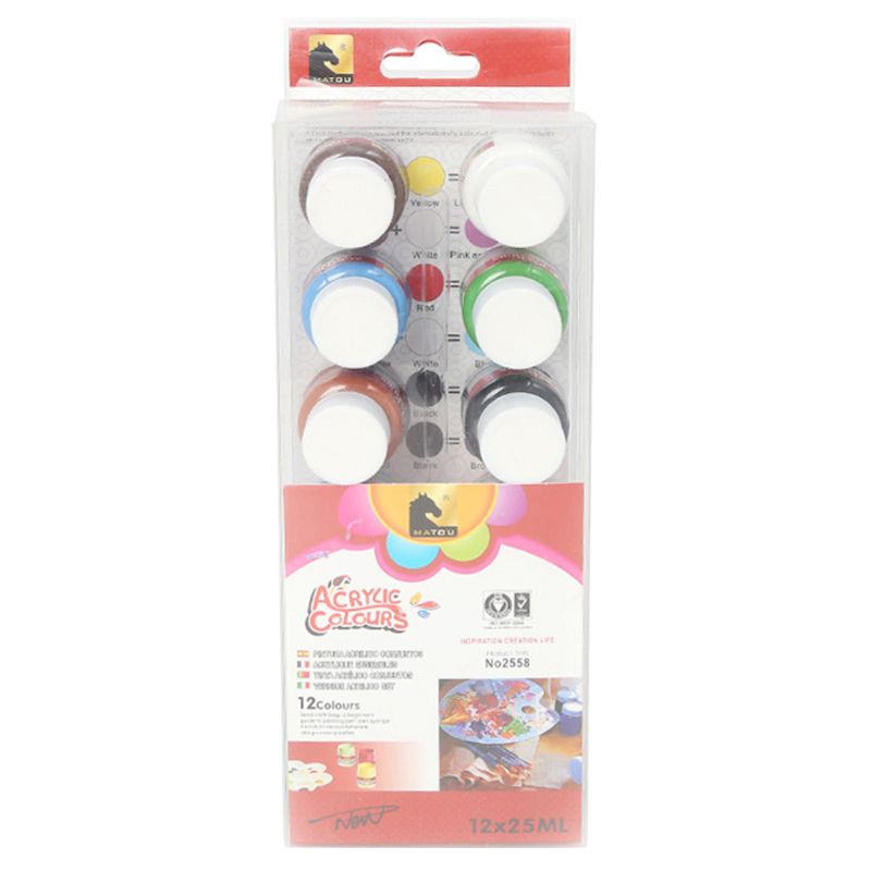 Juego de pintura acrílica, suministros de arte para manualidades, colores vibrantes no tóxicos, 12 colores, 203B