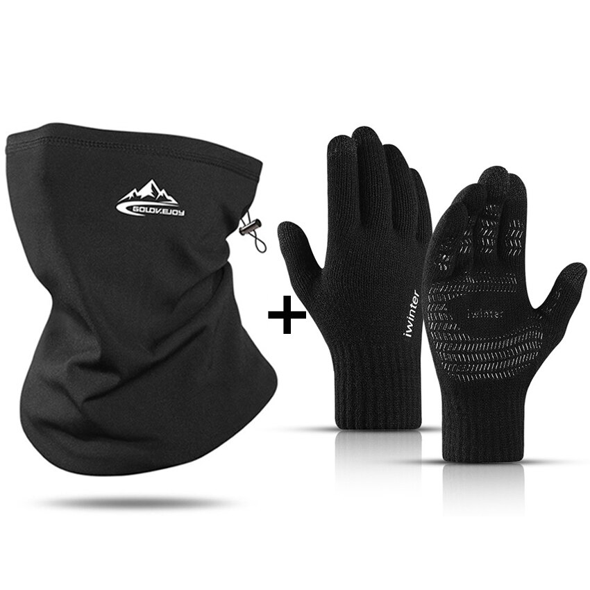 Vinter varme mænd handsker berøringsskærm vindtæt glidende elastiske handsker ridning skiløb fluff hudvenlige behagelige tykke handsker: Varmt sæt c