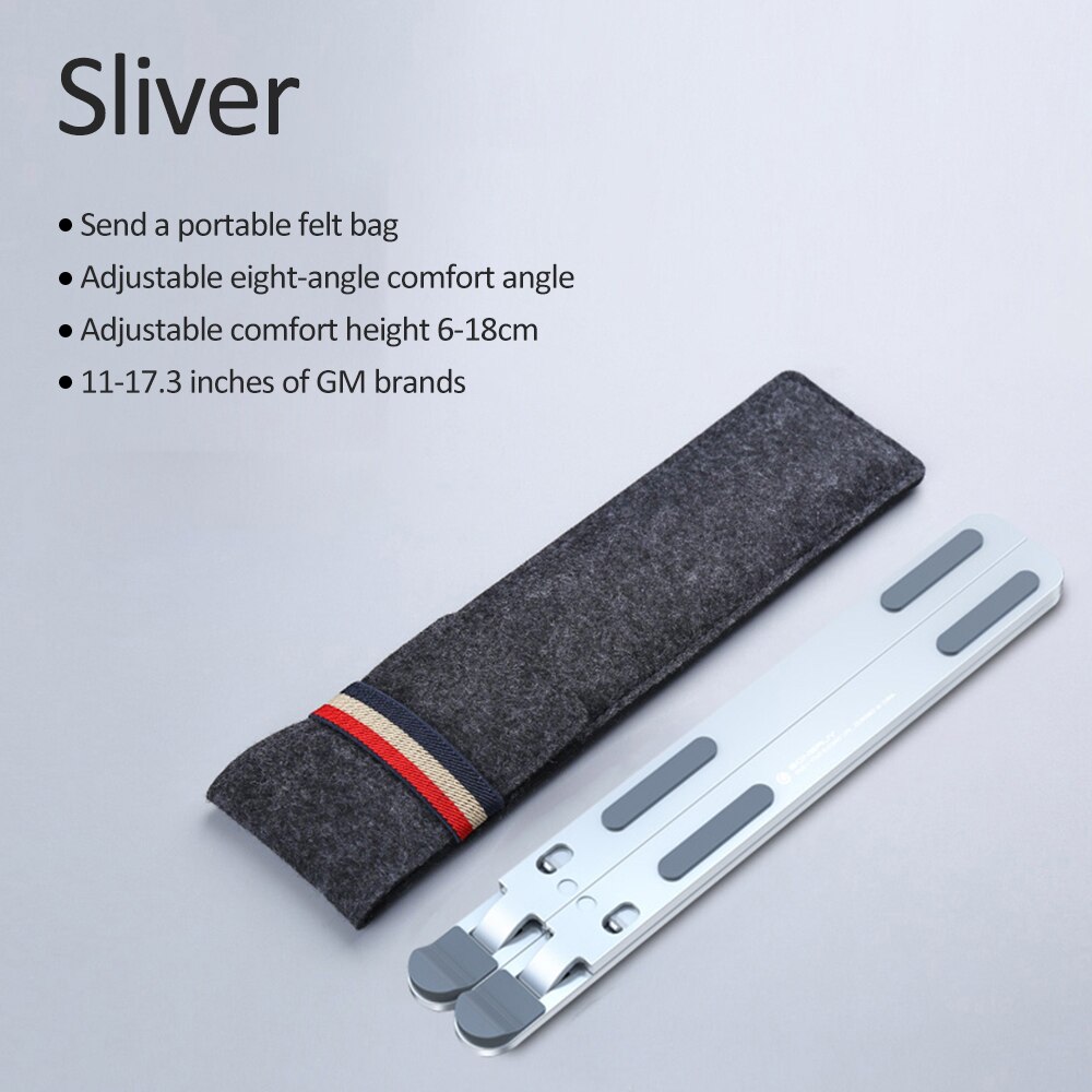 Soporte portátil ajustable de aluminio para ordenador portátil, soporte de escritorio para ordenador portátil, soporte para MacBook de hasta 15,6 pulgadas: Silver L(New)