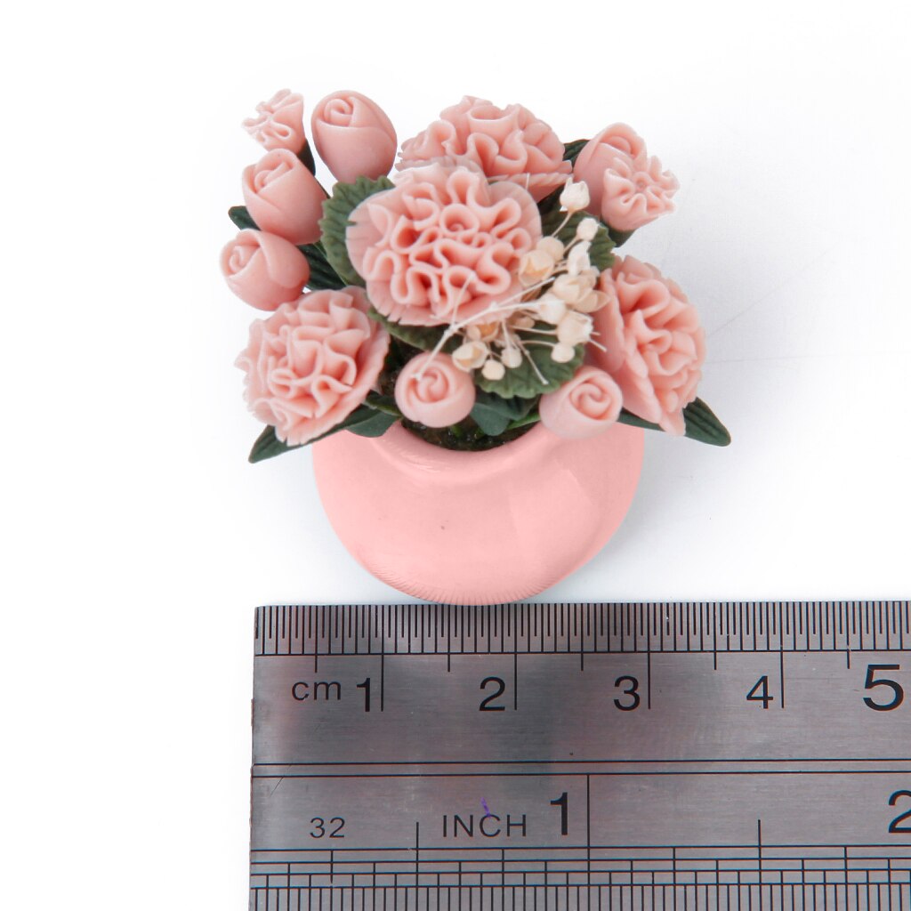 1/2 Scale Dolls House Miniature Clay Carnation Flower Plant in Ceramic Pot