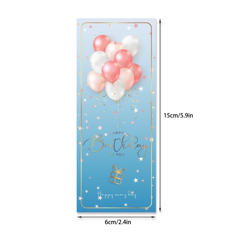 50pcs Happy Birthday Stickers Rectangle Box Sealing Labels Wrapping N1HF