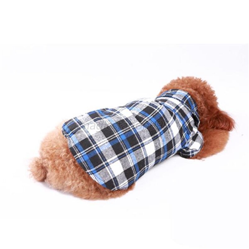 Newly Dog Pet Plaids Shirt Costume Dog Clothes Festival T-Shirt Autumn Spring Clothing For Pet Dogs Cat Grid Clothes