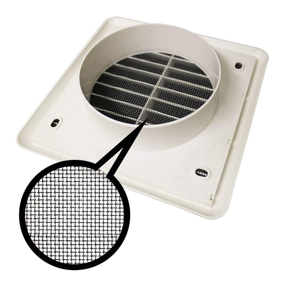 1PC Air Vent Ventilation Grill Cover Wall Ceiling Mounted Vent Built-in Fly Screen Mesh for Bathroom Office Home (White, 100mm)